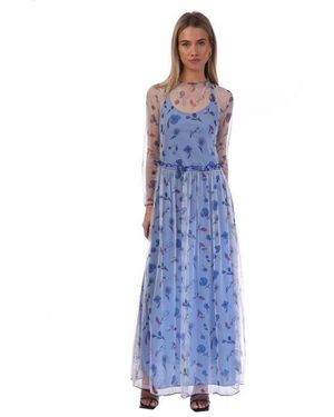 Emporio Armani Semi Sheer Floral Print Maxi Dress - Blue