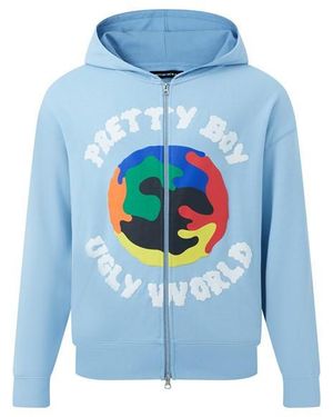 PRETTY BOY UGLY WORLD The Cotton Long Sleeve Oversized Fit Zip Hoodie - Blue