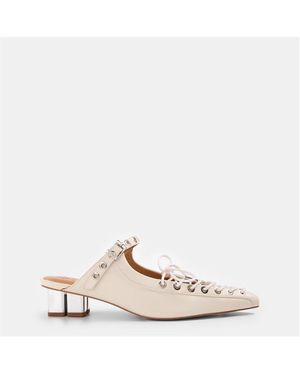 Ganni Lace Heeled Mules - Natural