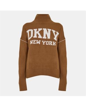 DKNY Knitted Turtle Neck Jumper - Brown