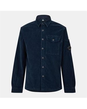C.P. Company Lens Single Pocket Long Sleeve Corduroy Shirt - Blue
