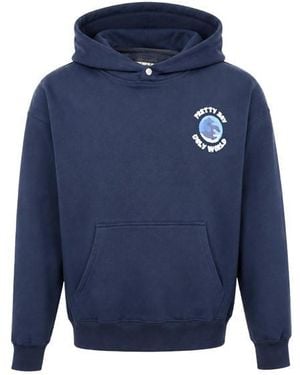 PRETTY BOY UGLY WORLD Pbuw Printed Hoodie - Blue