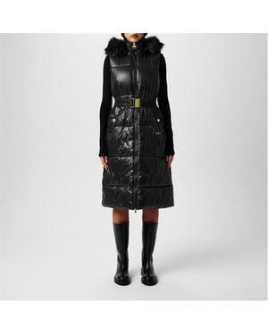 Barbour Saskia Quilted Padded Mid-Length Hooded Zip Gilet - Black