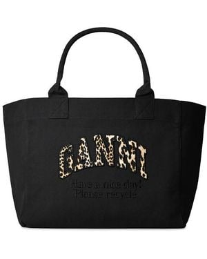 Ganni Xxl Logo Tote Bag - Black