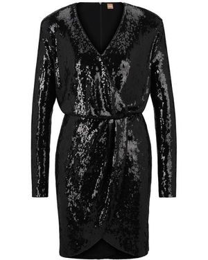 BOSS Epalleta Dress With Sequin Embellishment - Black