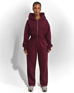 Mars the Label Classics Cropped Zip Hoodie - Red