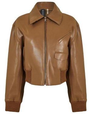 Norma Kamali Cropped Bomber Jacket - Brown