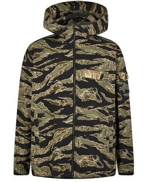 Givenchy Camo Print Cotton Long Sleeve Hooded Windbreaker - Green
