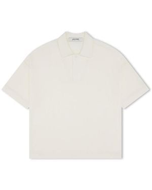 About Blank Knitted Short Sleeve Polo Shirt - White