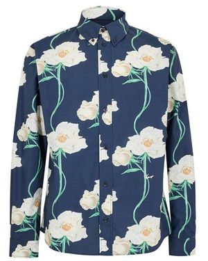 KENZO Long Sleeve Patterned Shirt - Blue