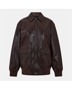 Anine Bing Leather Tailored Fit Jacket - Black