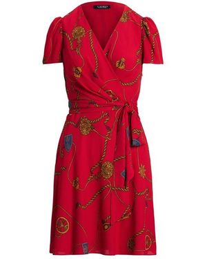 Ralph Lauren Belted Georgette Mini Dress - Red