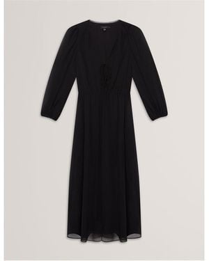 Ted Baker Print Midi Tea Dress - Black