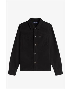 Fred Perry Brushed Twill Overshirt - Black