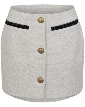 Vetements Cropped Deconstructed Tweed Mini Skirt - Grey