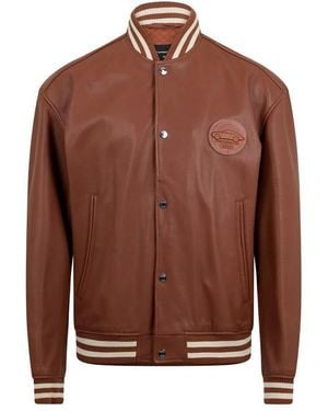 BOSS Morlops Leather Jacket - Brown