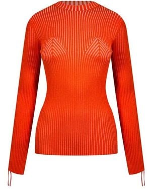Off-White c/o Virgil Abloh Vanise Lace-Up Knitted Crew Neck Jumper - Red