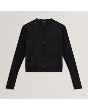 Ted Baker Lace Front Cardigan - Black