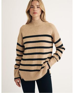 Nobody's Child Striped Funnel Longline Jumper - Natural