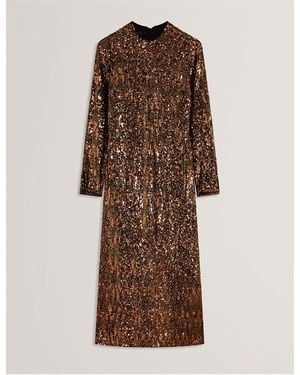 Ted Baker Sequinned Bodycon Dress - Brown