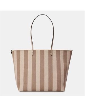 Fendi Large Reversible Stripe Tote Bag - Brown