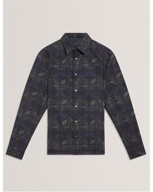 Ted Baker Long-Sleeve Floral Patterned Shirt - Blue
