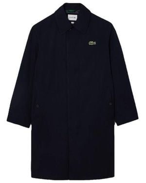 Lacoste Lightweight Showerproof Cotton Twill Trench Coat - Blue