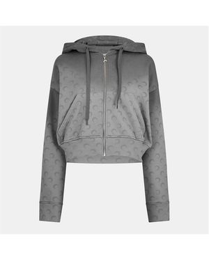 Marine Serre Cropped Hoodie - Grey