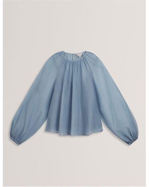 Ted Baker Puff Sleeve Long Blouse - Blue