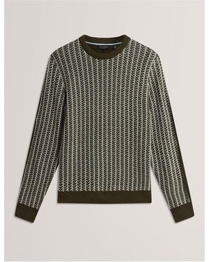Ted Baker Textured Crew Sweatshirt - Green