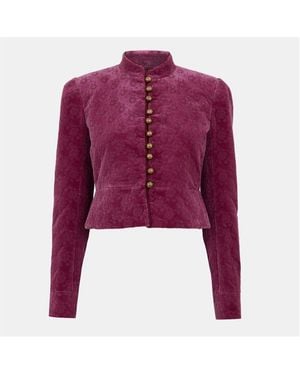 Chloé Chlov Cropped Velvet Long Sleeve Softshell Jacket - Purple