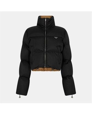 Prada Quilted Cropped Short Puffer Jacket - Black