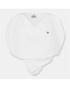 Vivienne Westwood Viv Heart Puff Sleeve Top - White