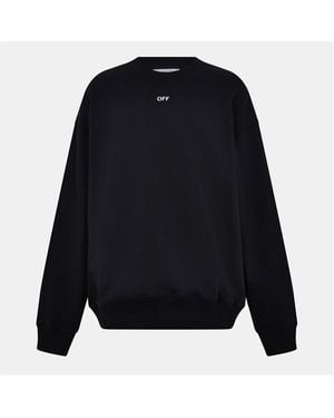 Off-White c/o Virgil Abloh Off Embroidered Crew Neck Ribbed Collar Long Sleeve Sweatshirt - Blue
