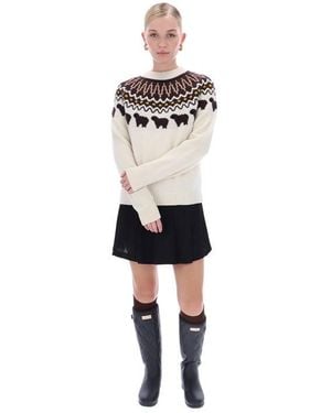 HUNTER Fairisle Crew Neck Jumper - White