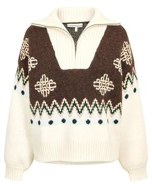 The Couture Club Embroidered V-Neck Jumper - Brown