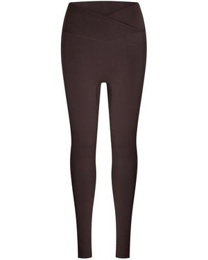 The Couture Club Sculpting Stretch Crossover Leggings - Brown