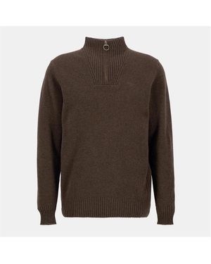 Barbour Essential Half Zip Jumper - Brown
