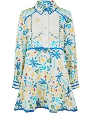Never Fully Dressed Charms Savannah Structured Metal Accent Shirt Dress - Blue