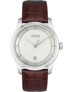 BOSS Bssjwl Principle Large Roman Numerals Watch - Brown