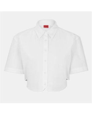 HUGO Enovia Short Sleeve Blouse - White