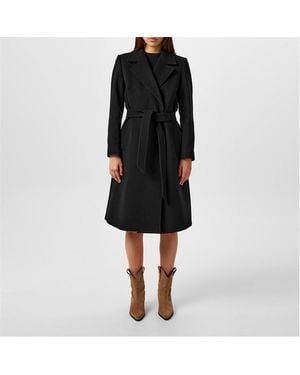 Barbour Clodagh Wool Mid-Length Trench Overcoat - Black