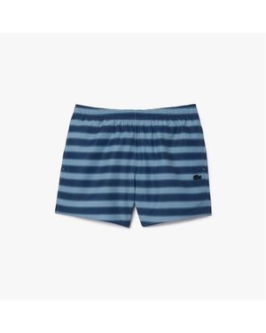 Lacoste Striped Swim Trunks - Blue
