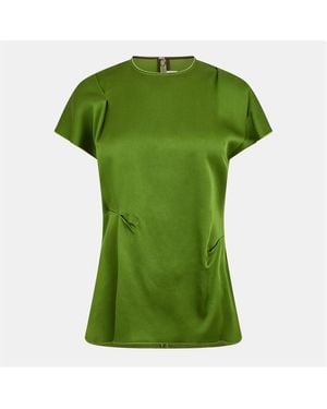 Victoria Beckham Pleat-Detail Top - Green