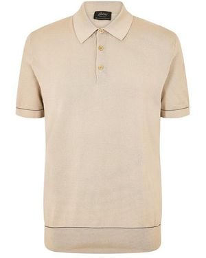 Brioni Short Sleeve Polo Shirt - Natural