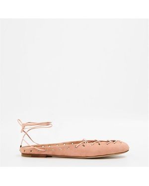 Chloé Ghillie Ankle Lacing Flat Ballet Court Shoes - Pink