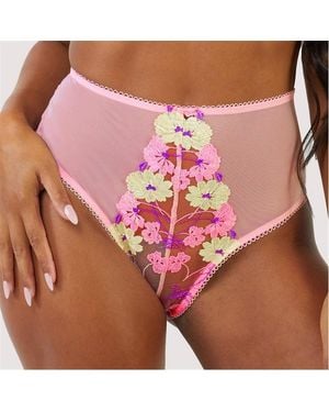 Playful Promises Luna Pastel Embroidery High Waisted Brief - Pink