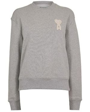 Ami Paris Knitted Crew Neck Jumper - Grey