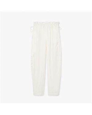 Lacoste Oversized Satin Cargo Trousers - White