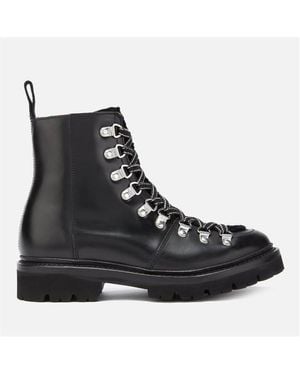 Grenson Nanette Leather/Shearling Hiking Style Boots Size 3 - Black